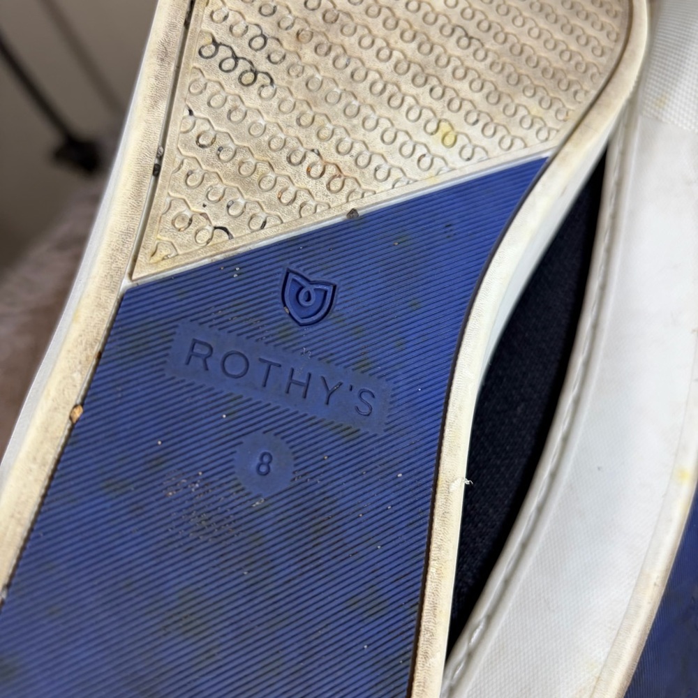 Rothys The Sneaker Black Solid Slip On Knit Shoes Washable Flat Shoes 8 Casual - Picture 9 of 10